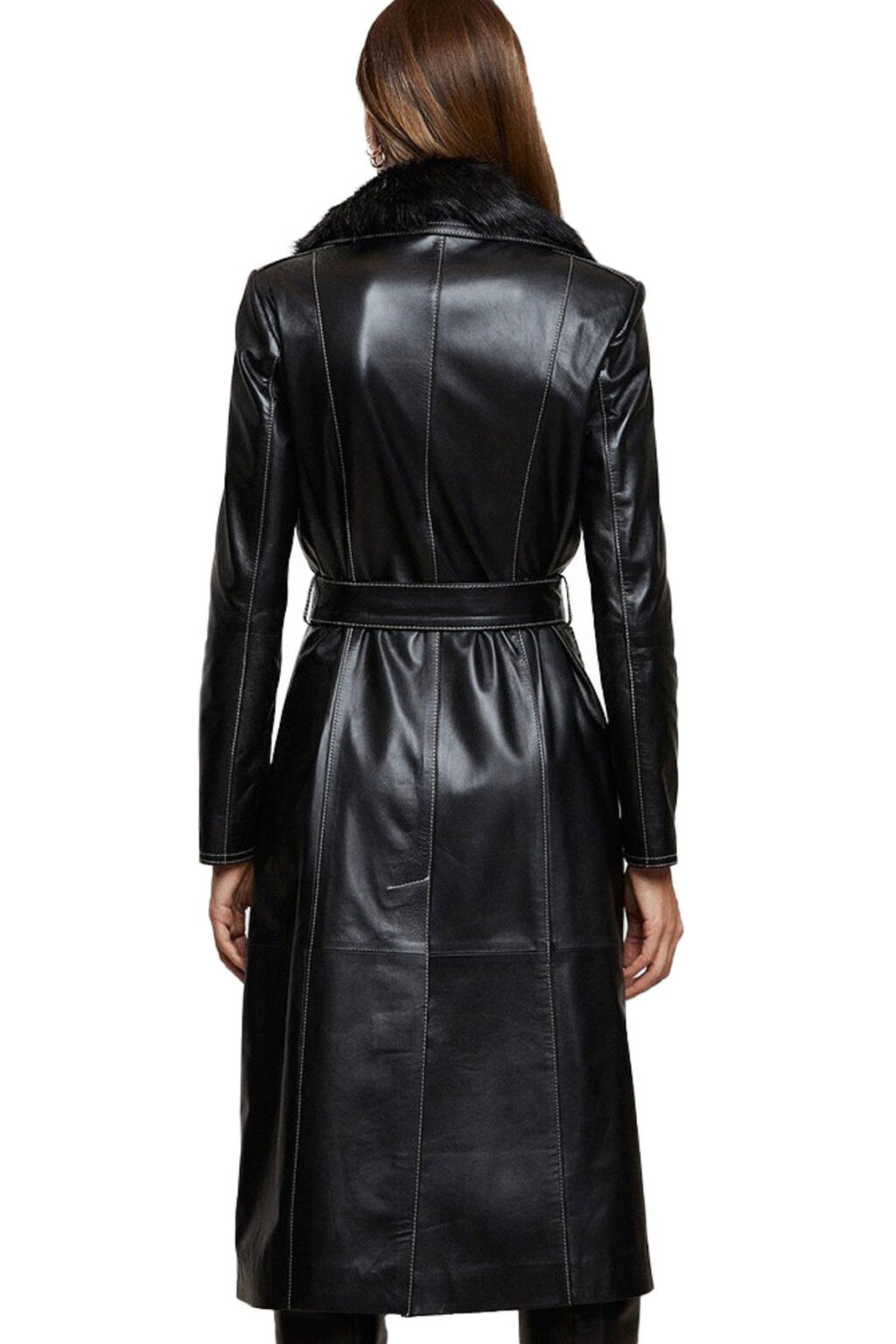 Real Women Trench Coat for Sale- Ladies Black Leather Jacket