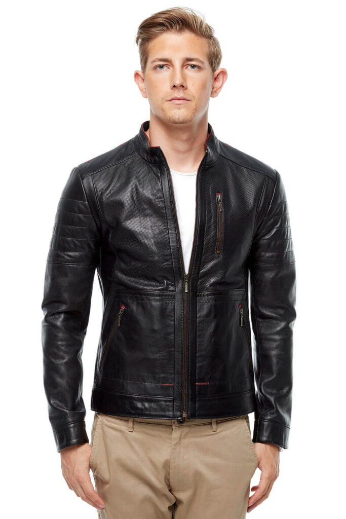 Genuine Cowhide Men's Leather Jacket, Black Hooded Jackets