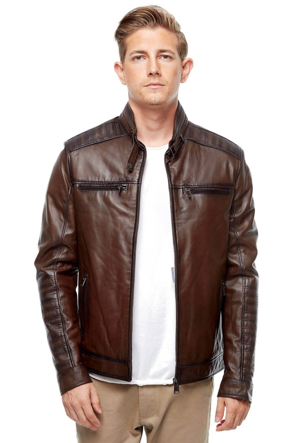 100% Mens Black Leather Jacket Leather Coat & Vest at Affordable Price