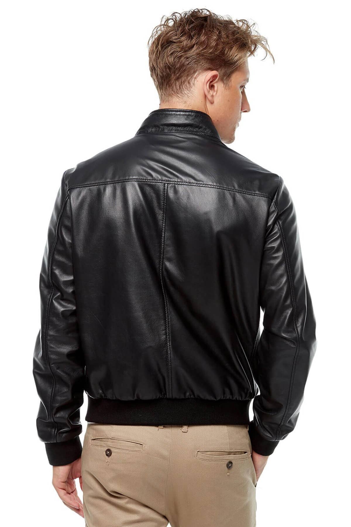 Men's 100 % Real Black Leather Double Sided Force Jacket