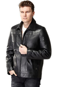 Genuine Cowhide Men's Leather Jacket, Black Hooded Jackets
