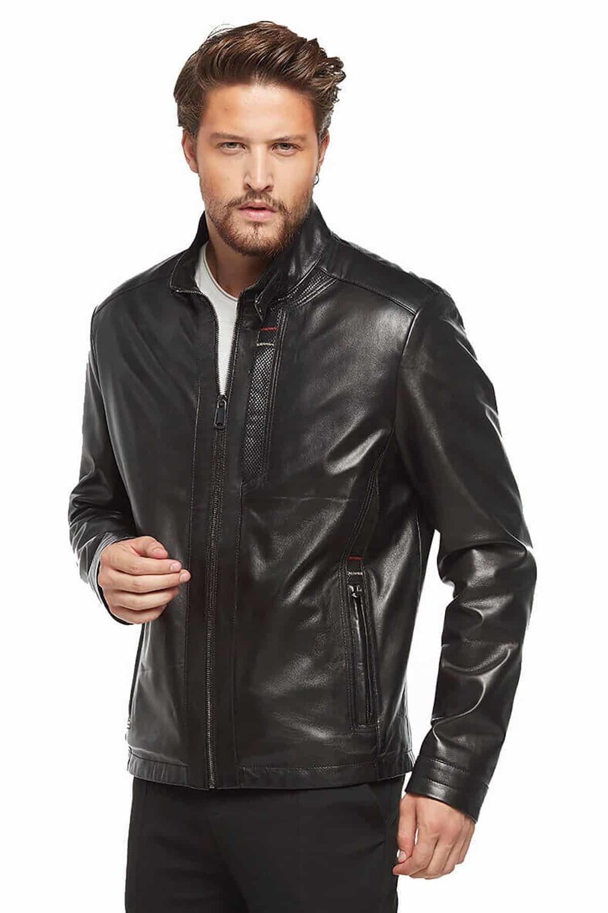 Men's 100 % Real Black Leather Classic Jacket