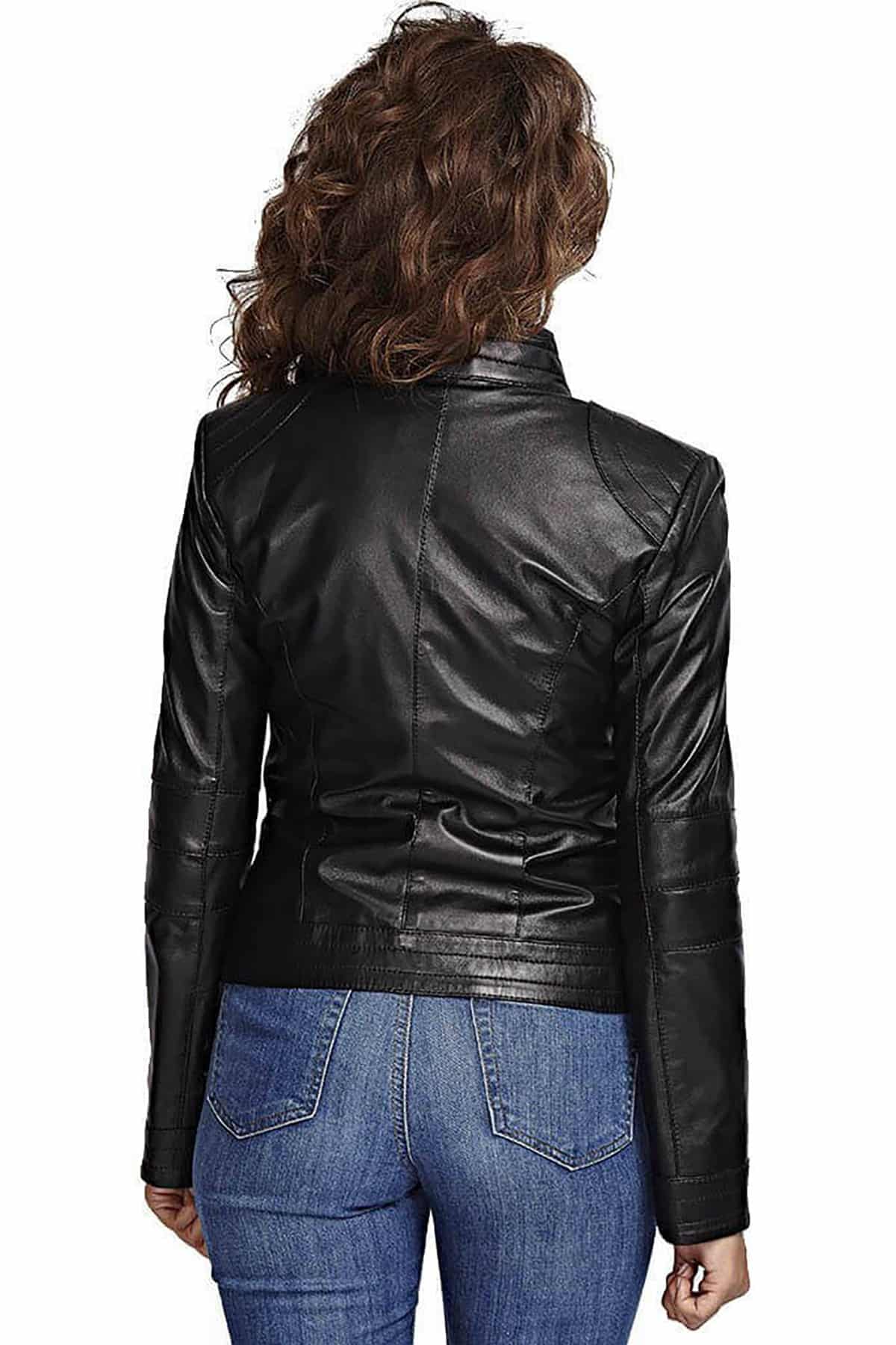 Elizabeth Women's 100 % Real Black Leather Petite Jacket