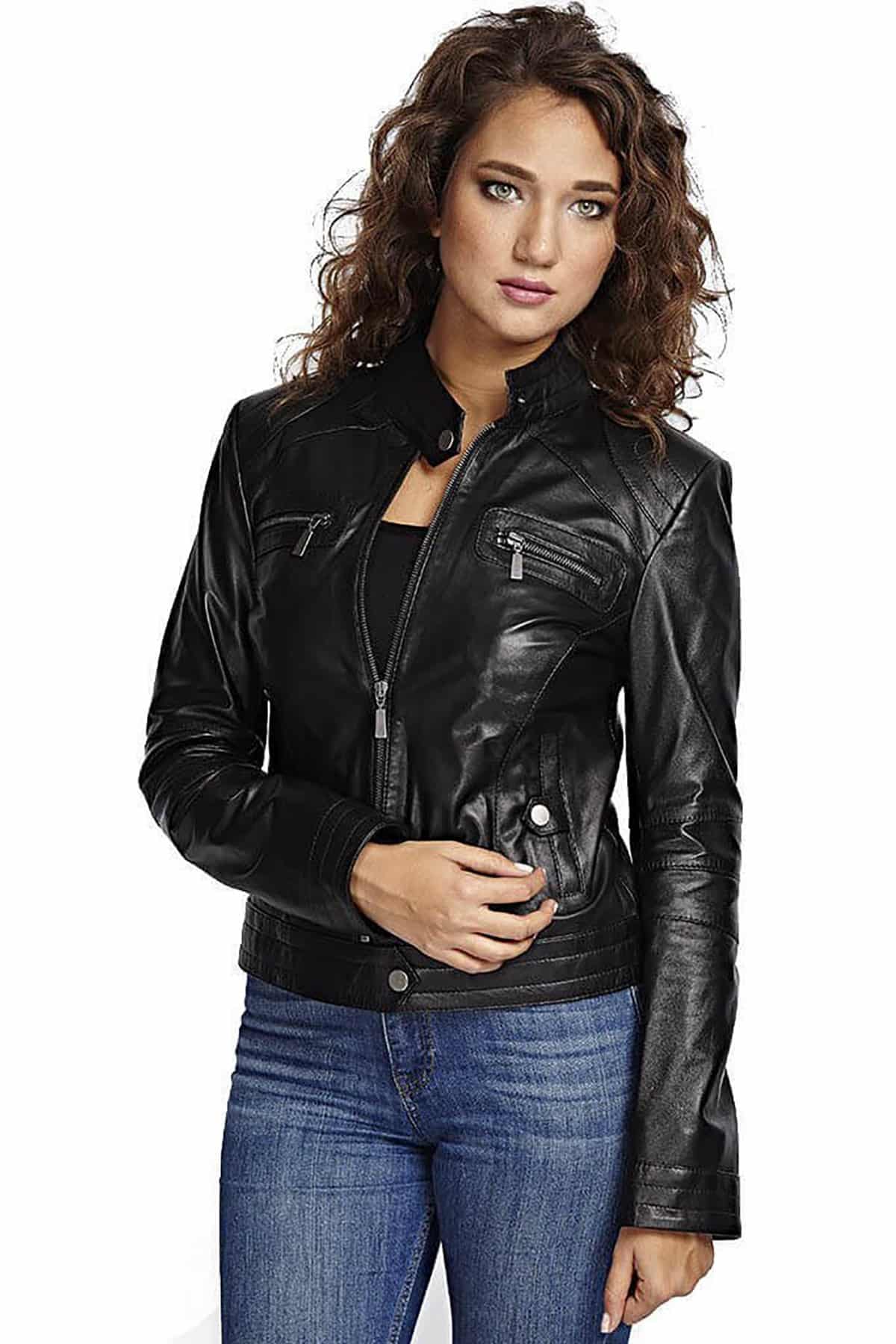 Elizabeth Women's 100 % Real Black Leather Petite Jacket