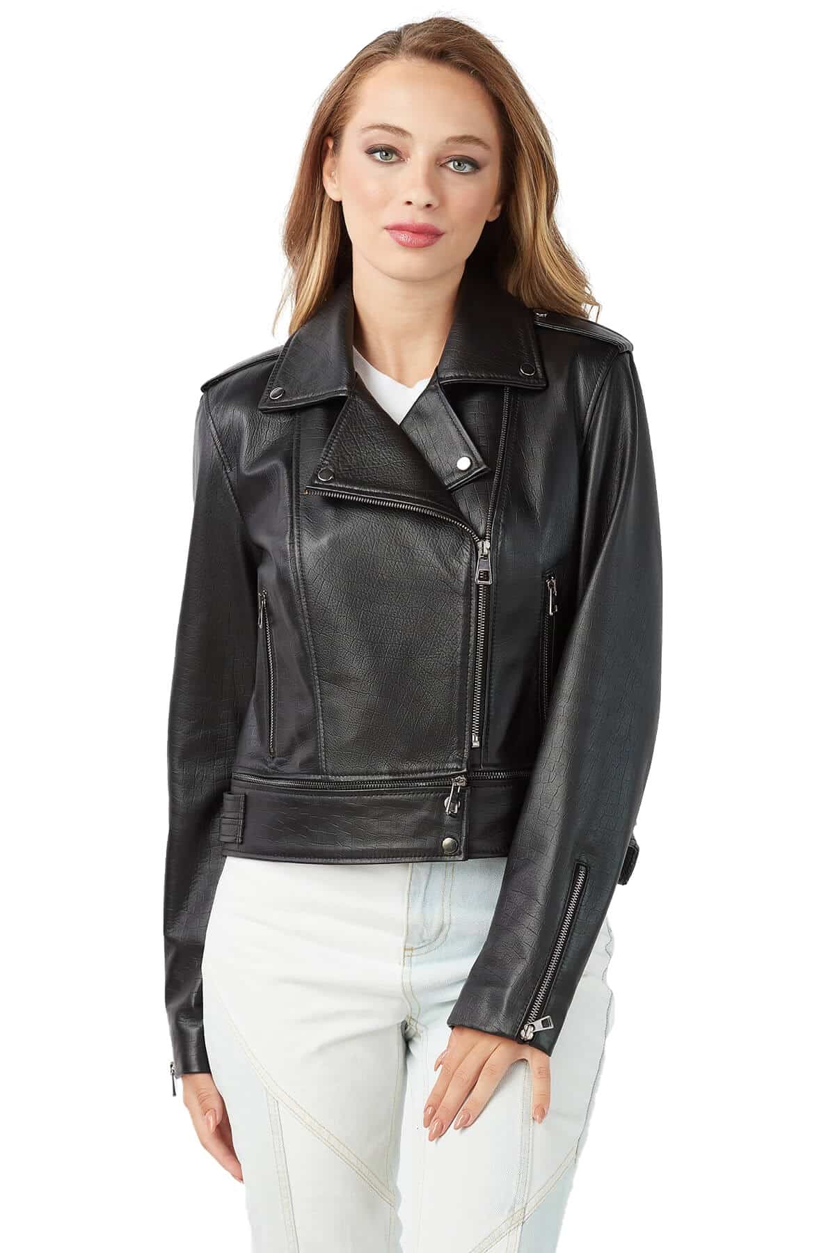 Alice Women's 100 % Real Black Leather Sport Jacket