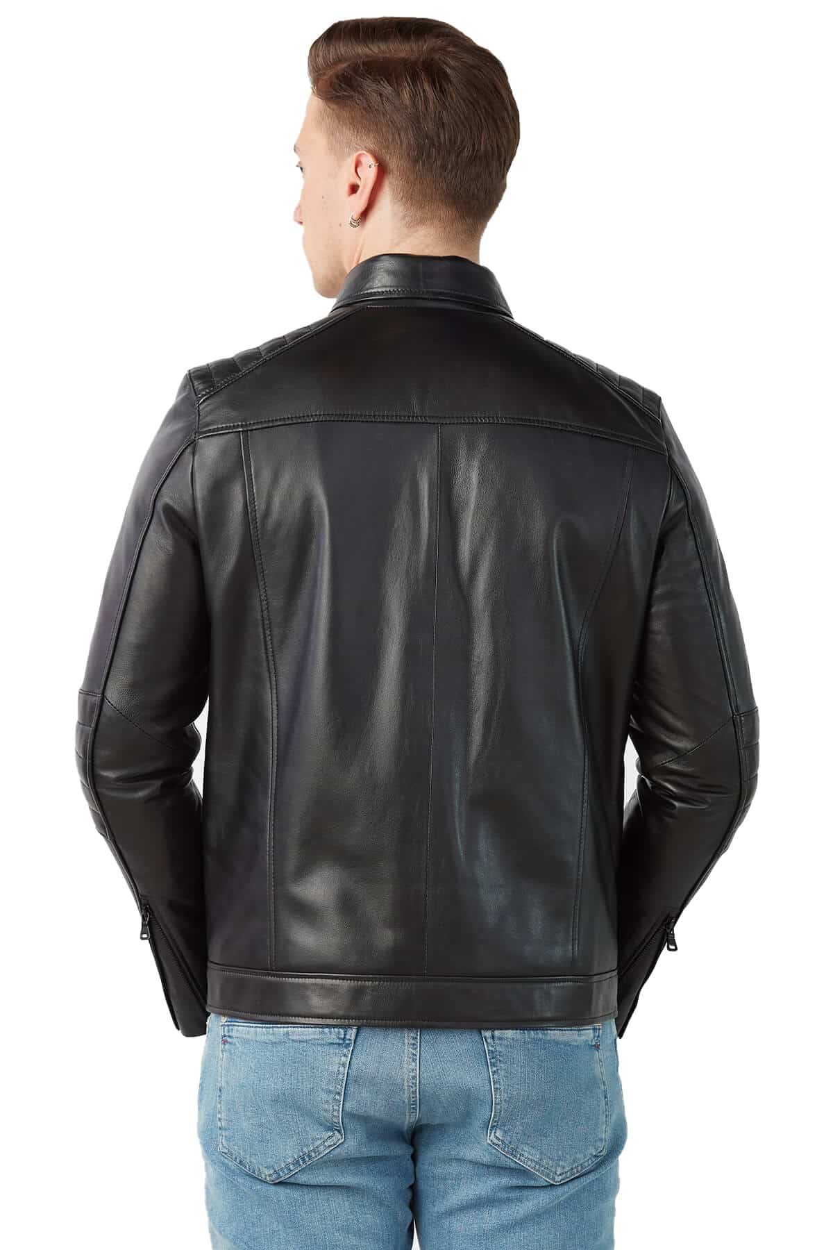 Carlo Men's 100 % Real Black Leather Jacket