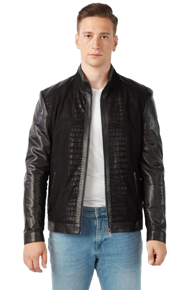 Genuine Cowhide Men's Leather Jacket, Black Hooded Jackets