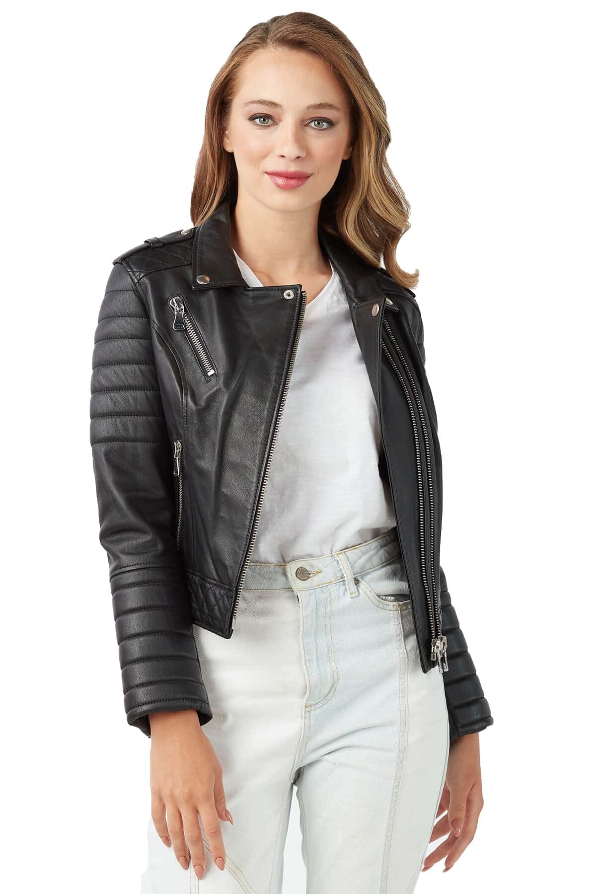 Emily Women's 100 % Real Black Leather Sports Jacket