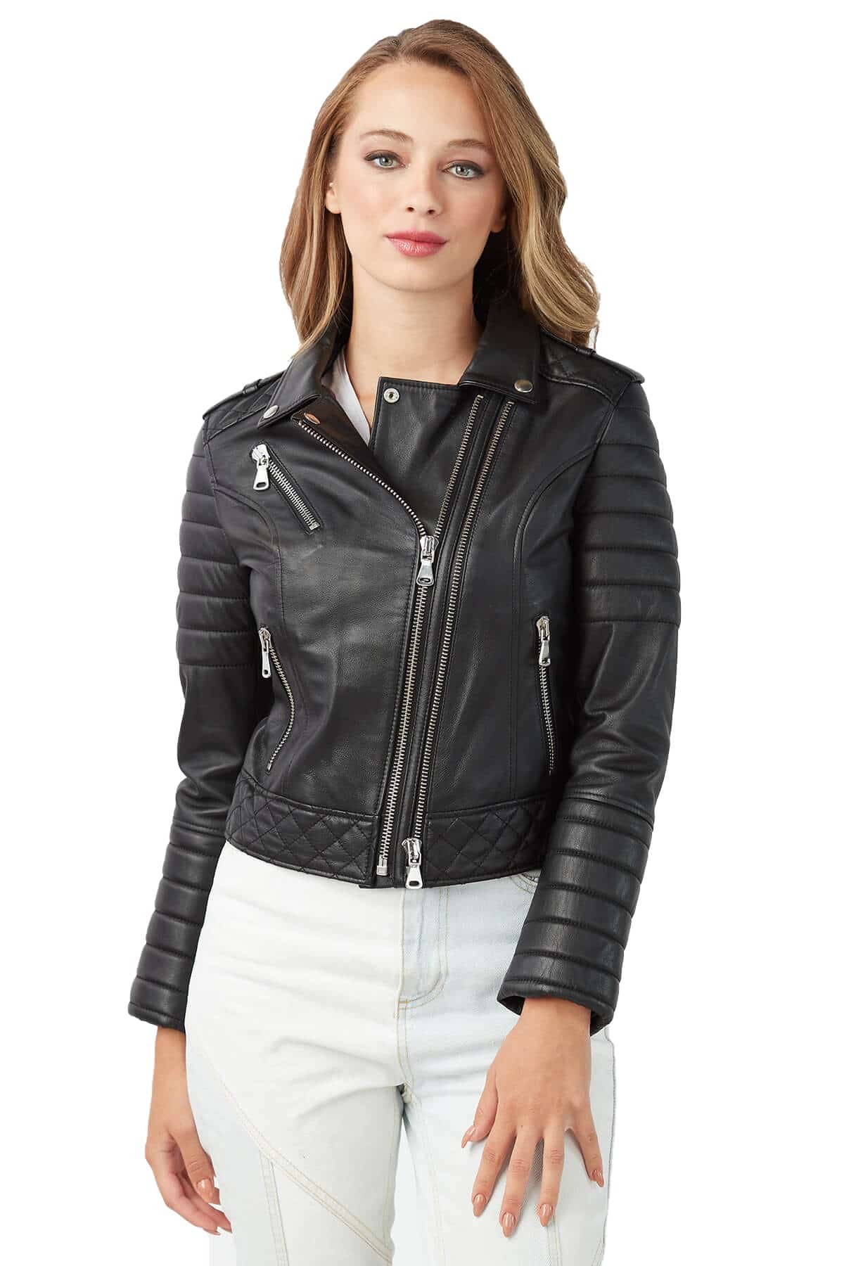 Emily Women's 100 % Real Black Leather Sports Jacket