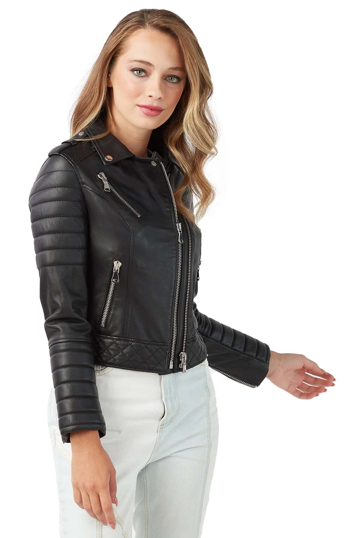 Emily Women's 100 % Real Black Leather Sports Jacket