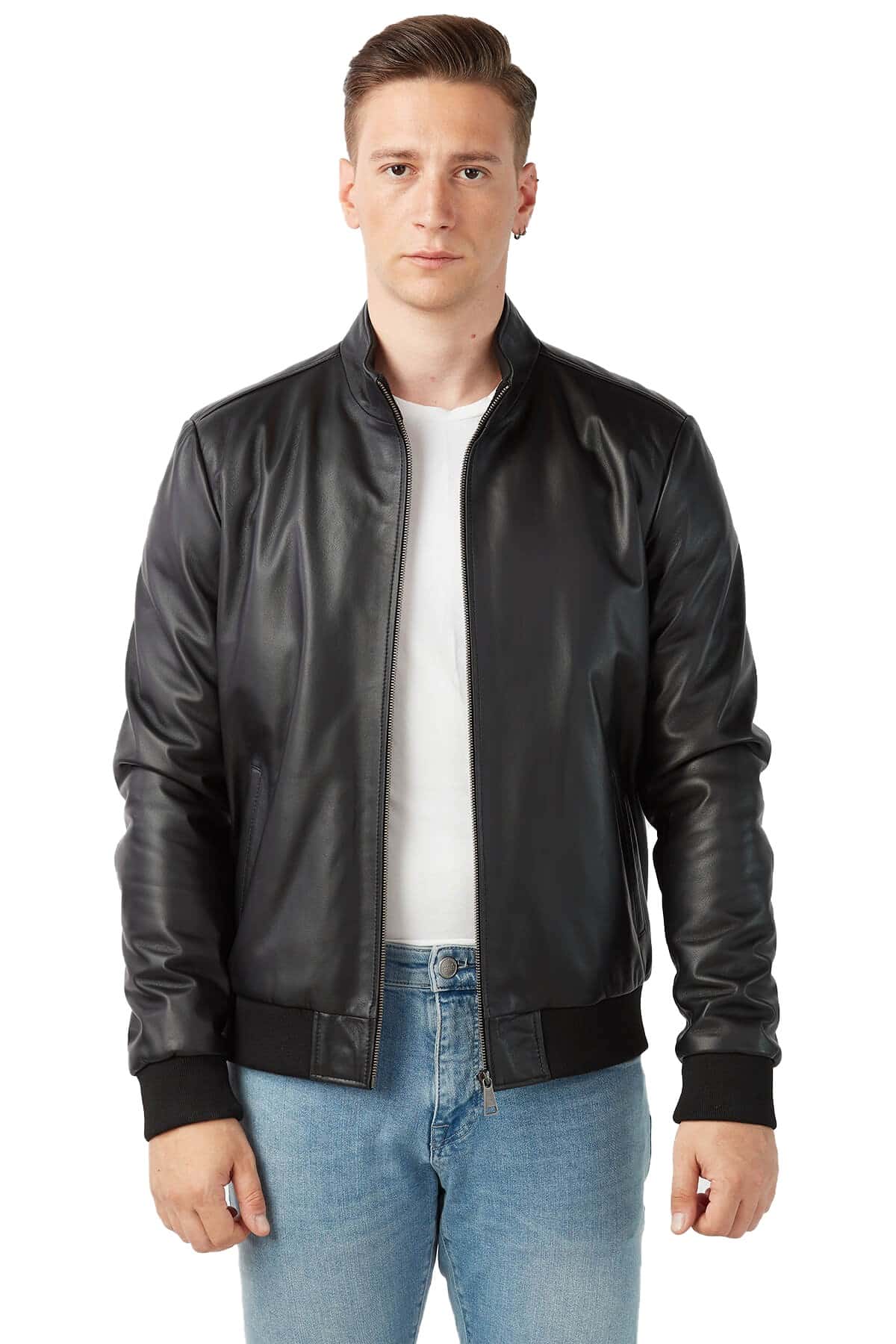 Maverick Men's 100 % Real Black Leather College Style Jacket