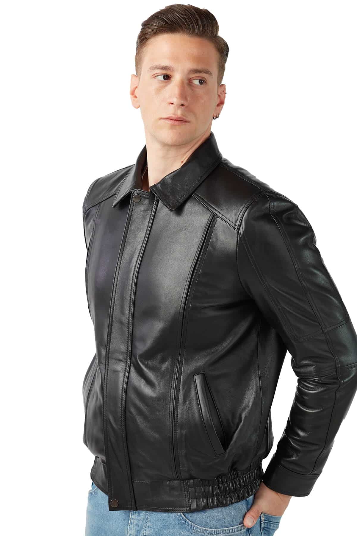 Pelle Men's 100 % Real Black Leather Jacket