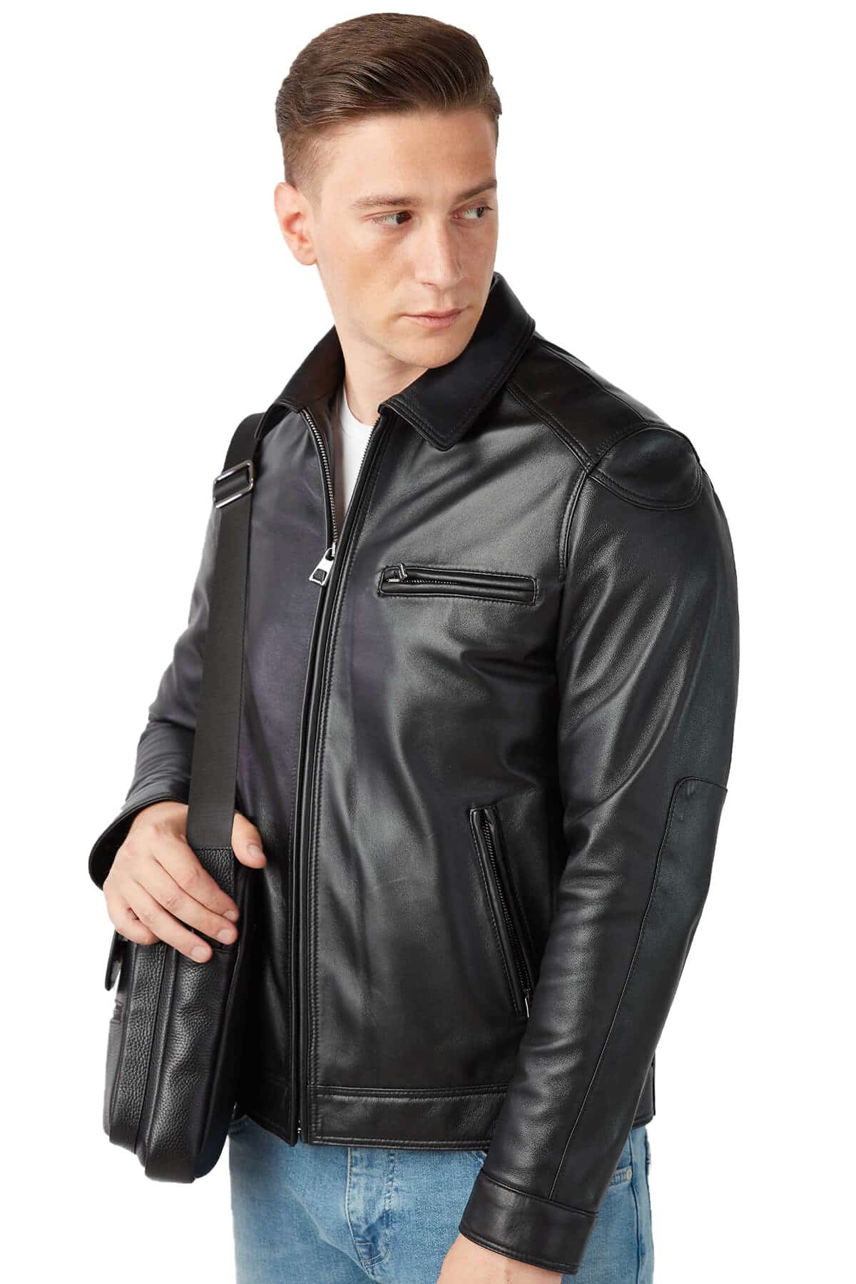Santino Black Genuine Leather Men's Coat - Urban Fashion Studio