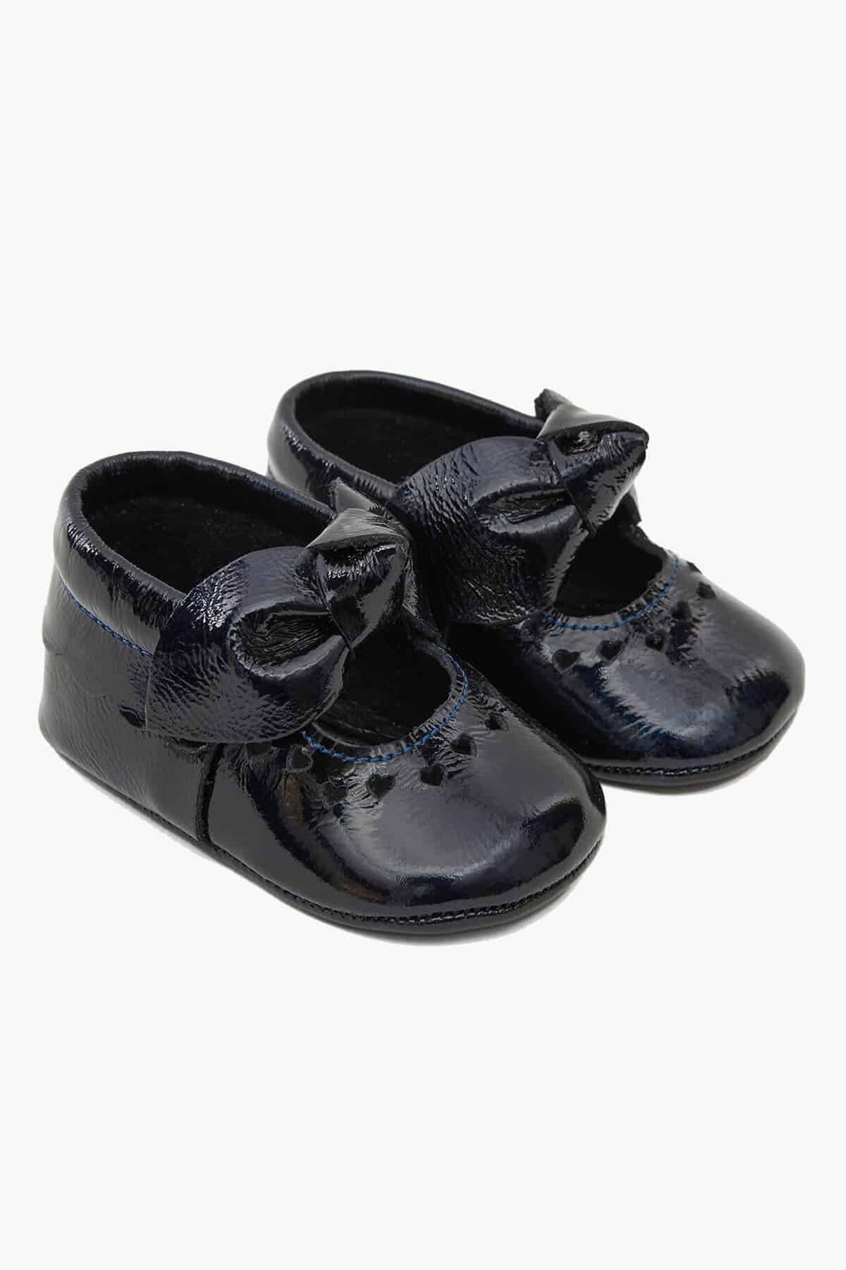 Baby 100% Real Navy-Blue Leather Shoes